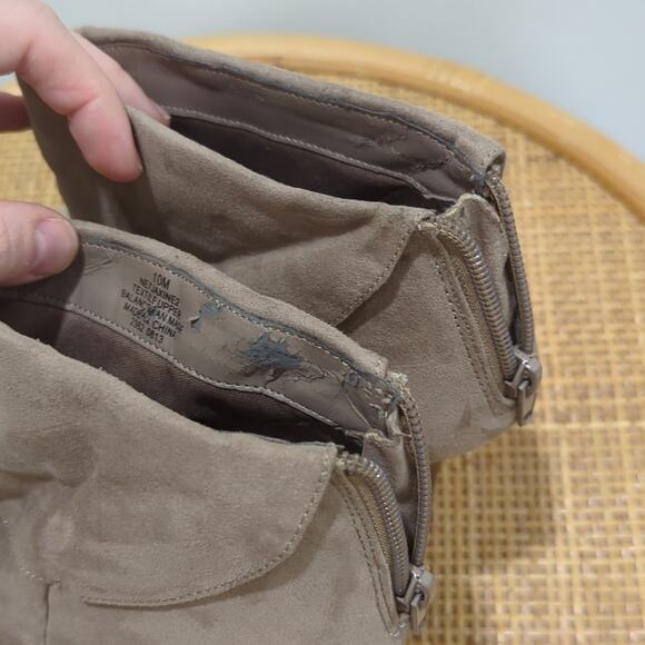 Nine West Jaxine2 Taupe Beige Ankle Booties Women's 10 Faux Suede Office Slouch - Picture 7 of 8